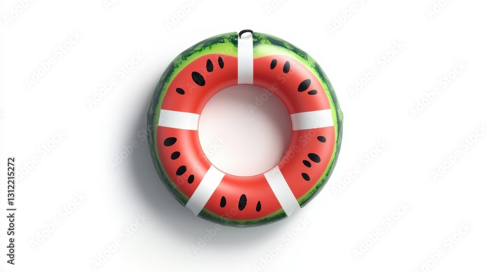Lifebuoy featuring a watermelon design, isolated on a white background, combining safety with a playful summer theme. Lifebuoy featuring a watermelon design, isolated on a white background, combining safety with a playful summer theme.