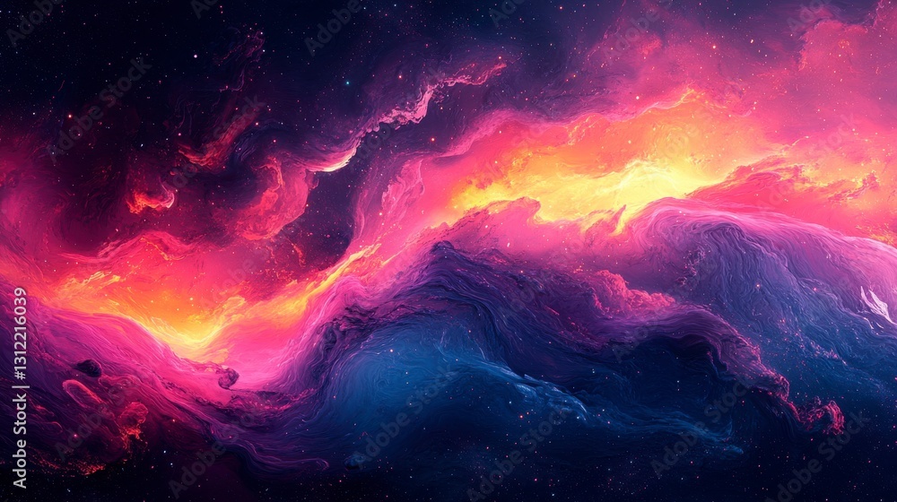 Vivid Cyan and Glowing Purple Nebula in Space Vivid Cyan and Glowing Purple Nebula in Space