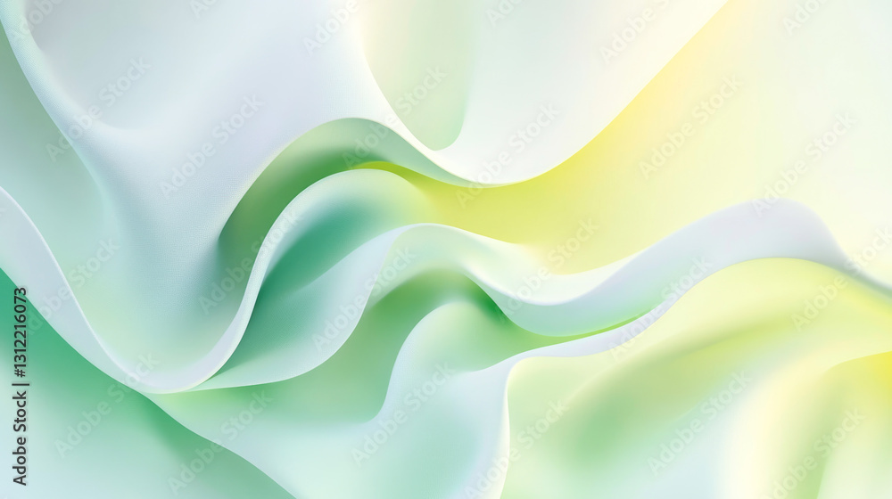 Obraz premium Soft abstract waves in pastel green and yellow colors