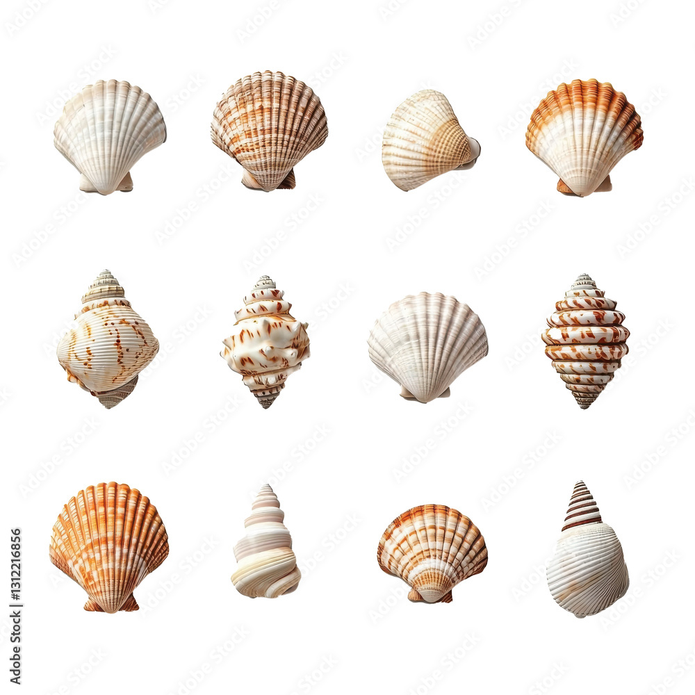 Collecting beautiful seashells beach nature coastal environment close-up view marine life concept on transparent background Collecting beautiful seashells beach nature coastal environment close-up view marine life concept on transparent background