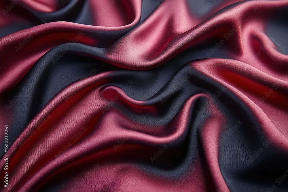 Obraz premium Luxurious Maroon and Black Silk Fabric Drape Elegant Texture Background