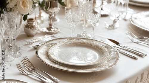 Wallpaper Mural Elegant Table Setting Featuring Fine China And Crystal Glassware Torontodigital.ca