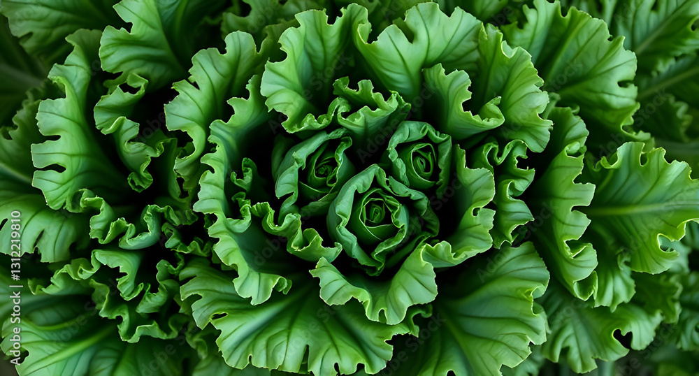 A bunch of fresh kale leaves with a rich, deep green color, showcasing their curly texture. Nutritious and earthy design A bunch of fresh kale leaves with a rich, deep green color, showcasing their curly texture. Nutritious and earthy design