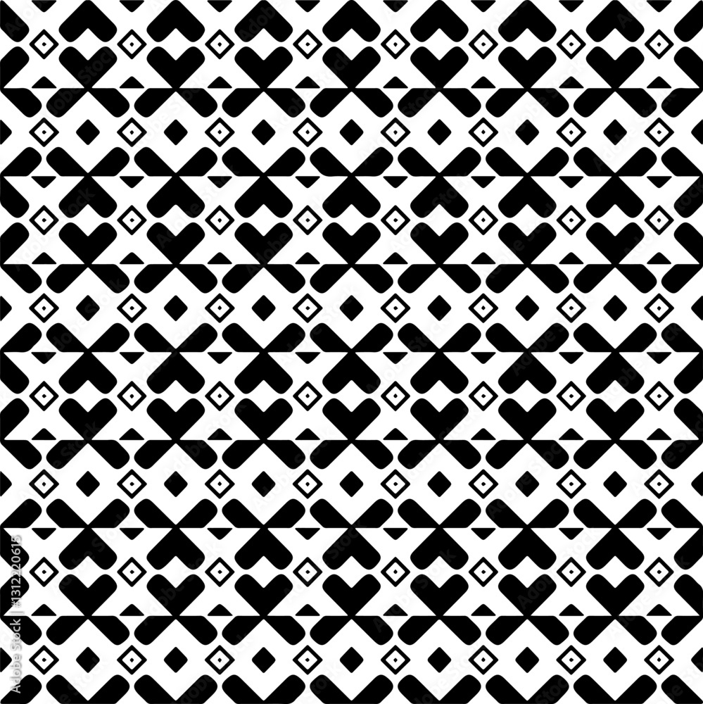 Black and white seamless pattern with abstract shapes. Repeat pattern for fashion, textile design,  on wall paper, wrapping paper, fabrics and home decor.