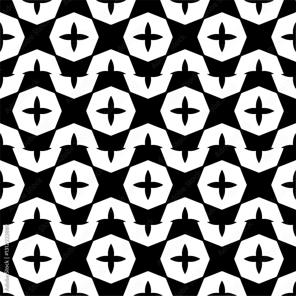 Black and white geometric seamless pattern with abstract shapes. Repeat pattern for fashion, textile design, on wall paper, wrapping paper, fabrics and home decor. Black and white geometric seamless pattern with abstract shapes. Repeat pattern for fashion, textile design, on wall paper, wrapping paper, fabrics and home decor.