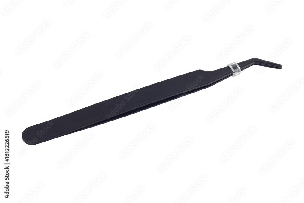 Black metal anti-static tweezers tool isolated from background Black metal anti-static tweezers tool isolated from background