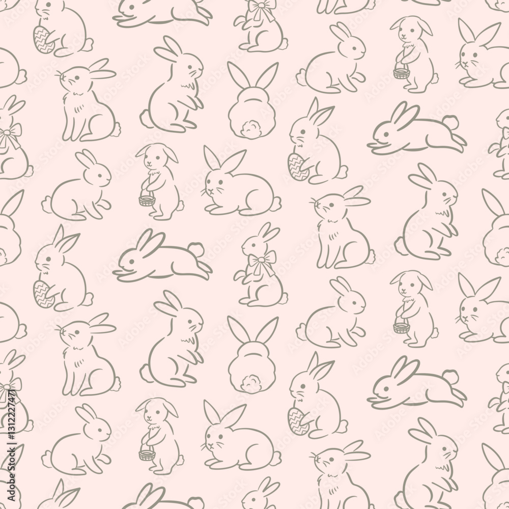 Vector Easter Bunny Seamless Pattern Background Vector Easter Bunny Seamless Pattern Background