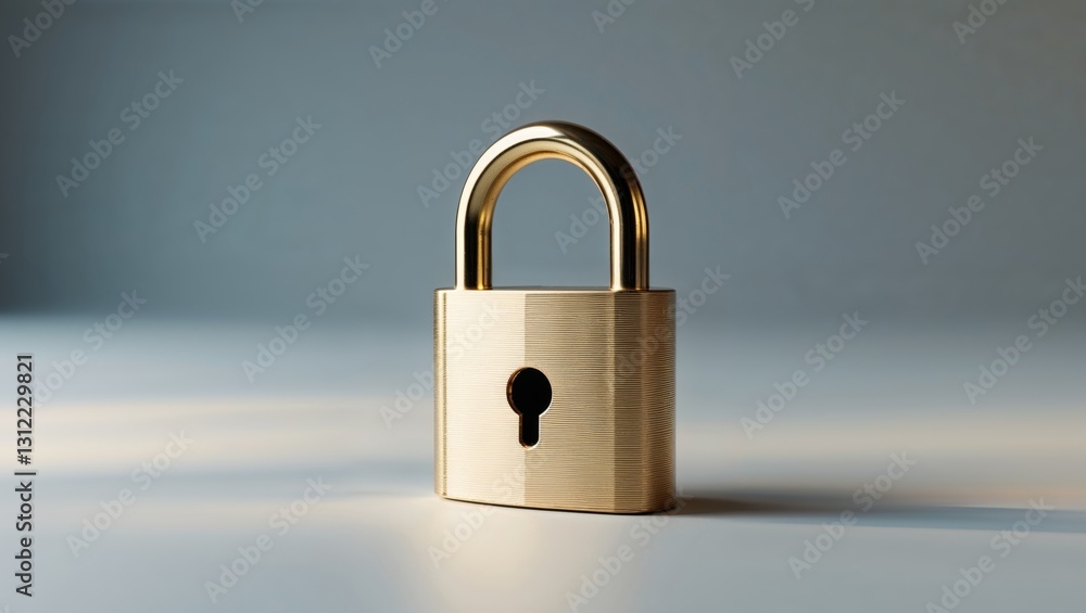 Naklejka premium Golden Padlock with Data Protection Theme