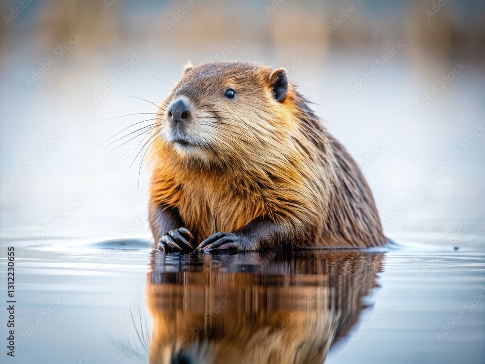 Minimalist Canadian beaver portrait: clean lines, geometric shapes, monochrome, symbolic Canadian wildlife art. Minimalist Canadian beaver portrait: clean lines, geometric shapes, monochrome, symbolic Canadian wildlife art.