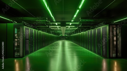 State-of-the-art data centers featuring green technology and sustainable computing practices. photo