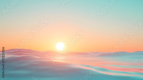 Serene Sunset Over Pastel Ocean Waves