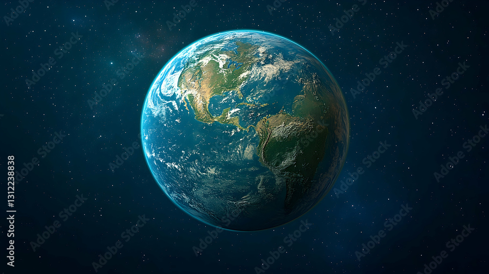 Planet Earth from space, showing North and South America, clouds, and oceans. Planet Earth from space, showing North and South America, clouds, and oceans.
