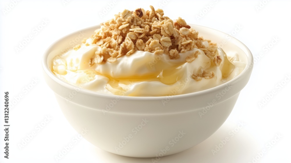 Yogurt granola honey breakfast bowl. AI generated Yogurt granola honey breakfast bowl. AI generated