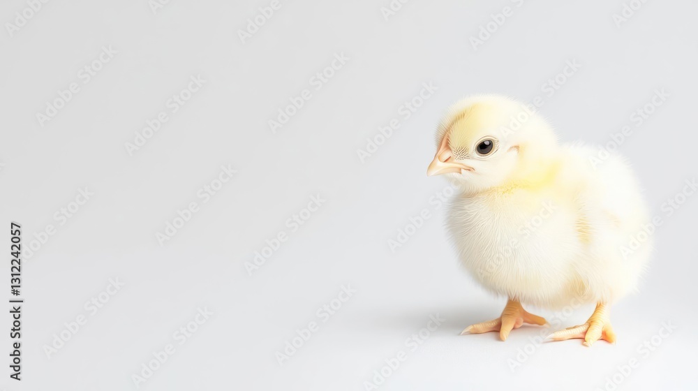 Fluffy Yellow Baby Chick on White Background Fluffy Yellow Baby Chick on White Background
