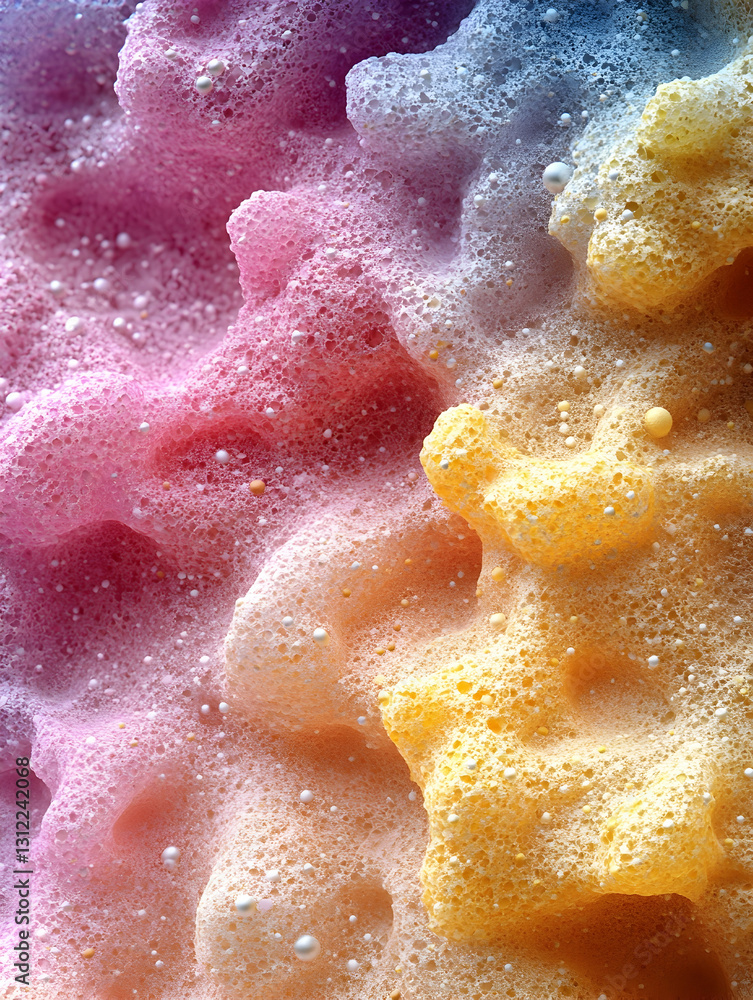 Fototapeta premium Rainbow Soap Foam Texture Close-up