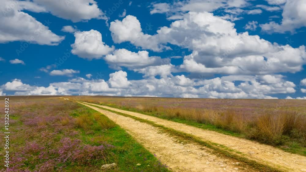 ground road among a steppe time lapse scene ground road among a steppe time lapse scene