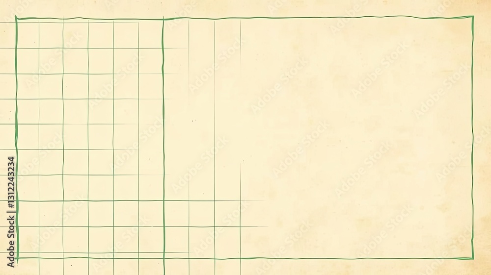 Fototapeta premium Beige Paper Background with Grid Hand Drawn Frame Notebook Texture