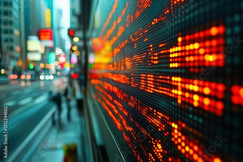 Illustration of a futuristic AI display on a city street