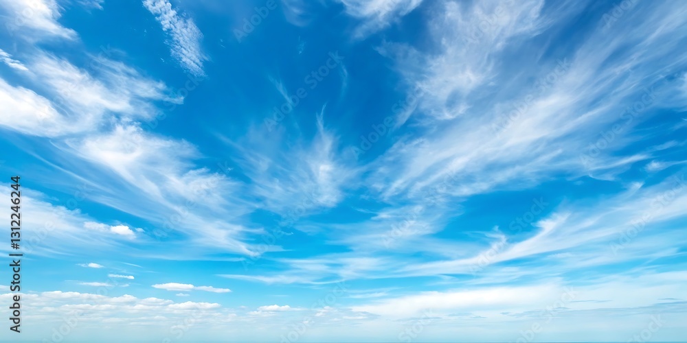 Stunning blue sky with wispy white clouds. Stunning blue sky with wispy white clouds.