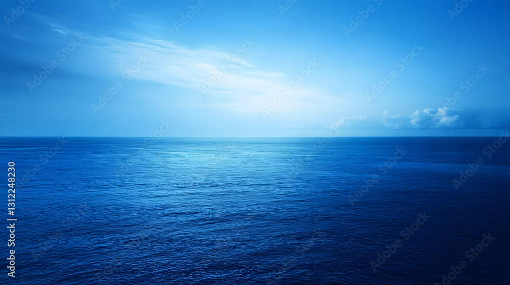 Fototapeta premium Serene Ocean at Dusk Tranquil Seascape with Blue Sky