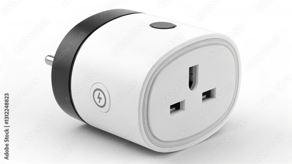 smart plug with sleek design for home automation, featuring power button and energy saving capabilities. Ideal for modern smart homes smart plug with sleek design for home automation, featuring power button and energy saving capabilities. Ideal for modern smart homes