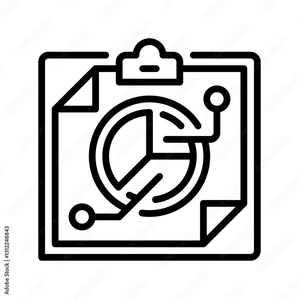 Clipboard with Pie Chart line icon. Universal creative premium symbol. Vector sign icon logo template. Vector illustration Clipboard with Pie Chart line icon. Universal creative premium symbol. Vector sign icon logo template. Vector illustration