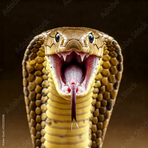 Artistic Cobra with Open Mouth and Tongue Detail photo