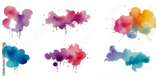watercolor vector stains colors splash collection. Set of watercolor brush strokes