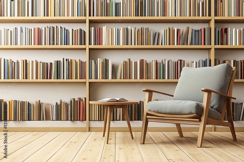 A Cozy Reading Nook with Bookshelves and Chair A Cozy Reading Nook with Bookshelves and Chair