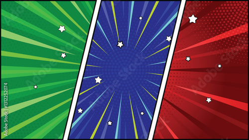 comic book page panel colorful background