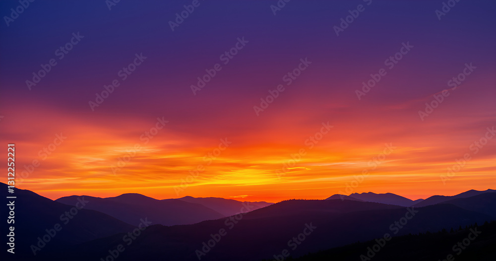 Fototapeta premium Dramatic Sunset over Mountain Range