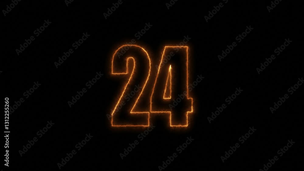 Neon Light Glowing Number Animation, Vibrant Colorful Circle, Deep Black Background Neon Light Glowing Number Animation, Vibrant Colorful Circle, Deep Black Background