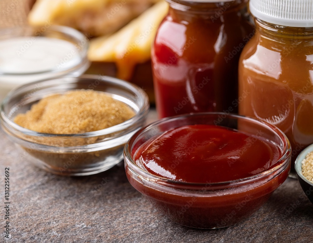 Ingredients for preparing smokehouse barbecue sauce Ingredients for preparing smokehouse barbecue sauce