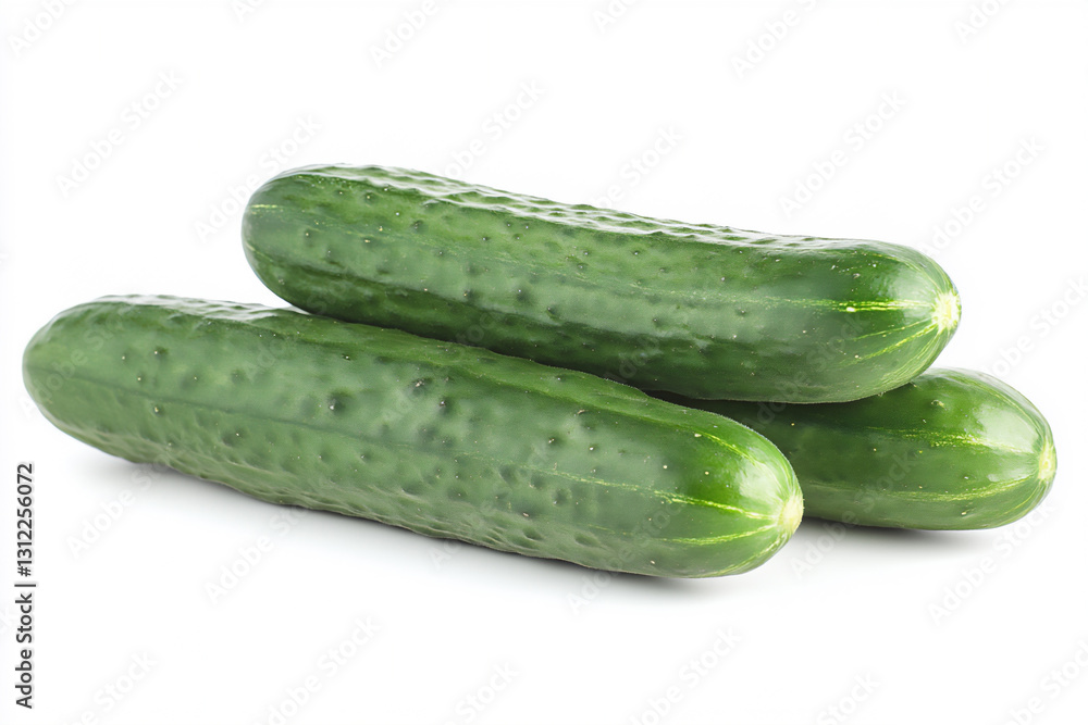 a few fresh green cucumbers, against a white background, a few fresh green cucumbers, against a white background,