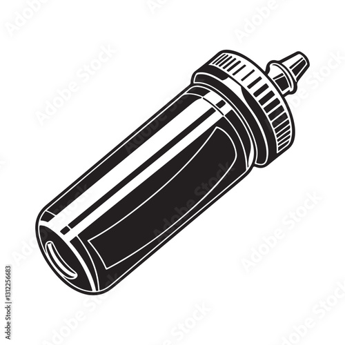 set of black plastic bottles isolated
