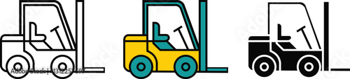 silhouettes Forklift icon vector illustration, Outline icon, Forklift Icon Fork Lift Delivery Loading Loader Truck, Forklift flat icon. 
