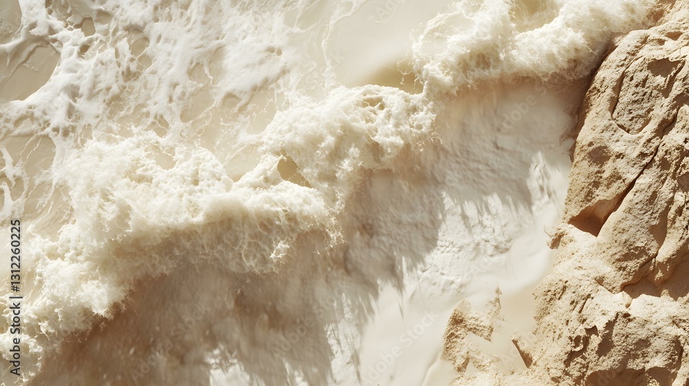 Obraz premium Creamy White Beige Ocean Wave Foam Texture Background