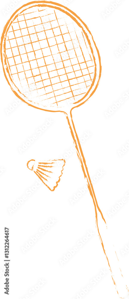Obraz premium A hand drawn illustration of a badminton racquet and shuttlecock 