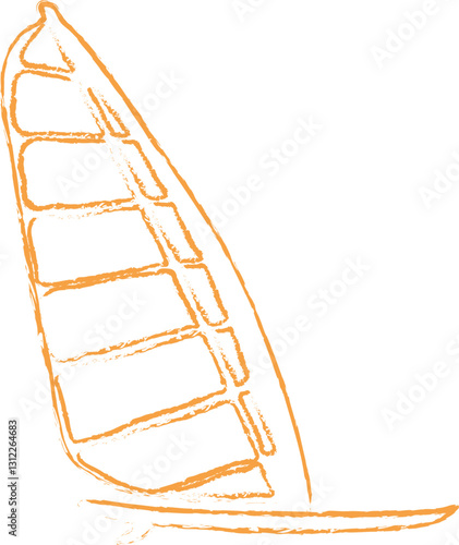 A hand drawn illustration of a sailboard
