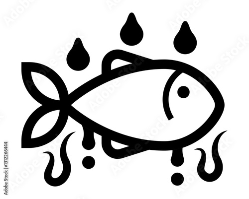 icon fish being smoked symbolizing traditional seafood preservation and smoking process.