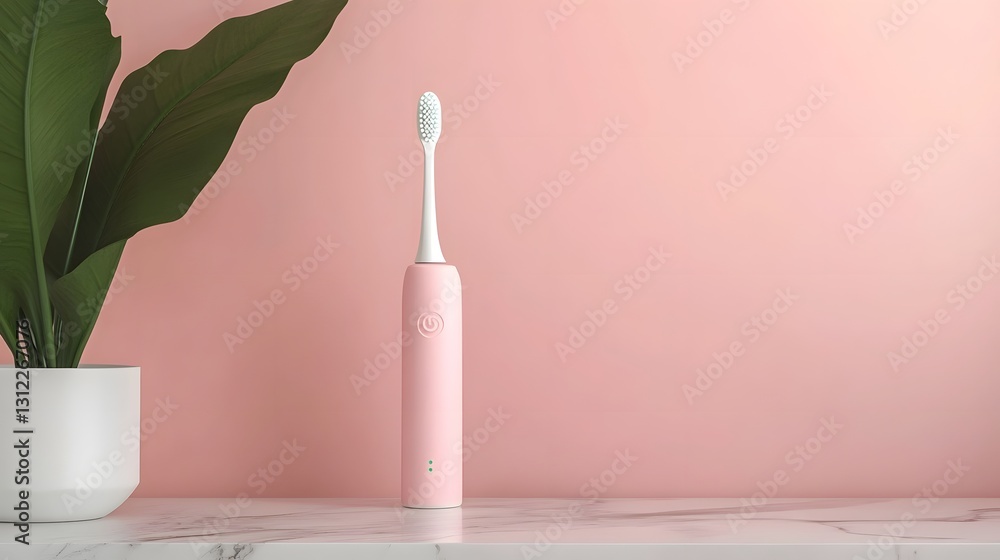 Elegant Pastel Toothbrush and Toothpaste on Marble Countertop Elegant Pastel Toothbrush and Toothpaste on Marble Countertop