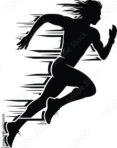 Black Silhouette Running Man Vector