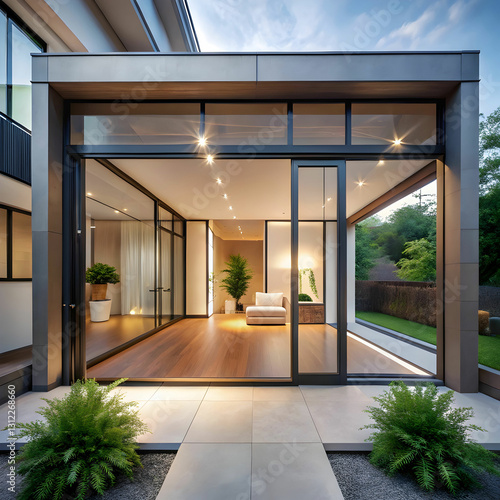 Wallpaper Mural an aesthetic home entrance with large glass slidin Torontodigital.ca