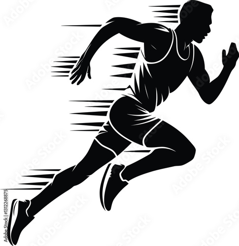 Black Silhouette Running Man Vector