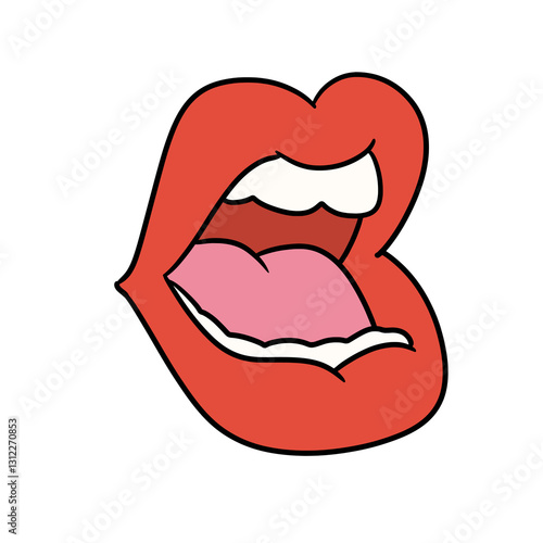 Vector illustration of an open cartoon mouth with teeth and tongue