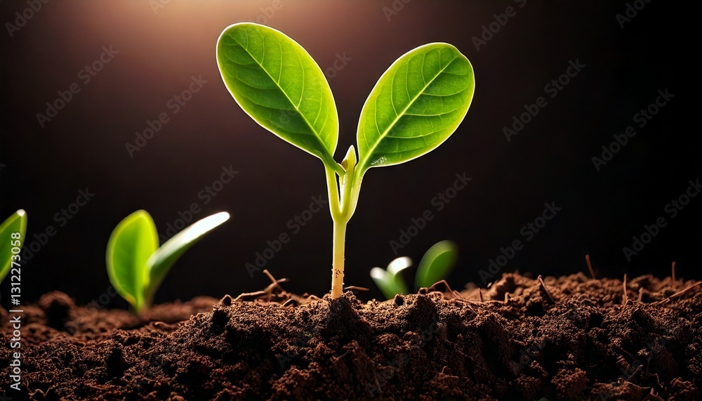 Fototapeta premium young sprout growing in the soil, generative AI. sprout in a pile of soil