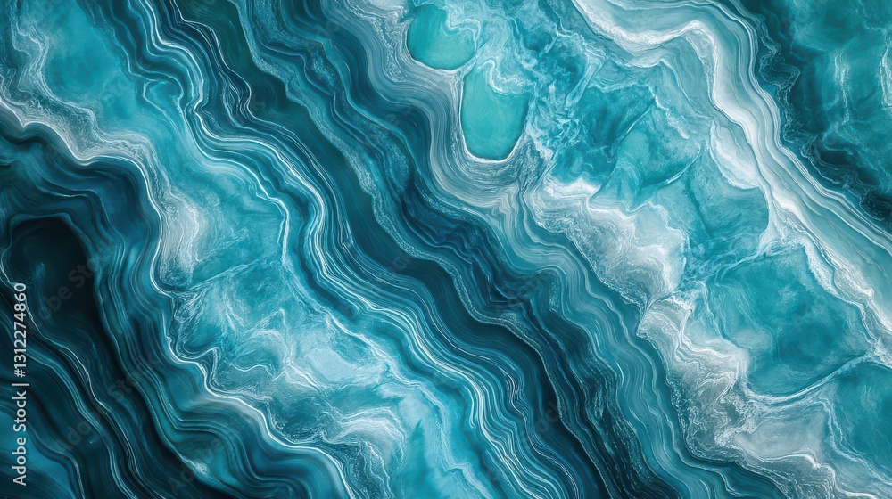 Abstract Ocean Waves in Turquoise and White Abstract Ocean Waves in Turquoise and White
