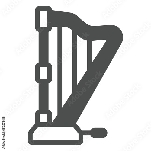 Musical harp with pedal solid icon, music instruments concept. Vector graphics. Lyra strings sign on white background, outline style icon for mobile or web design.