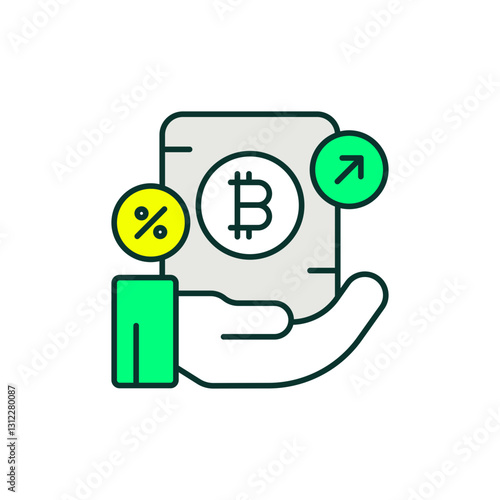 Loan Arrow Icon in Colors for Decentralized Lending Platforms and Borrowing Systems.