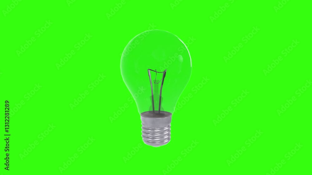 Bright green 3D rendered light bulb rotating smoothly in space Bright green 3D rendered light bulb rotating smoothly in space
